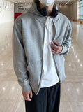 Brushed two-way hooded zip-up