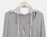 [Cardigan + Sleeveless + Scarf SET] Tevin Check Cardigan Set
