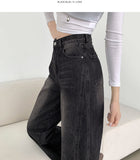 Cut V-Line Washing Vintage Wide Balloon Denim Pants