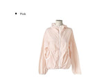 Pita Color Matching Shirring Windbreaker Hood Zip-Up