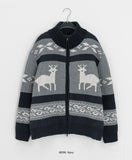 Hindel High Neck Cowichan Nordic Knit Zip-Up Cardigan