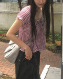 Ridge Check Puff Shirring Blouse