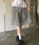 Kiro Check Tiered Banding Midi Skirt
