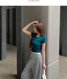Slim Fit Plain Layered Slender Short Sleeve T-shirt