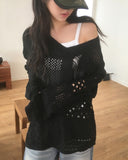 Davon Vintage Punching Damage V-Neck Knit