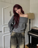 [wool43%] Days Fold Off-Shoulder Knit