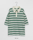 [unisex] Hudend Stripe Collar Over Short Sleeve Tee