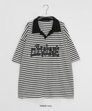 [Unisex] Hion Stripe Collar Over Short Sleeve Tee