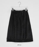 Asumi Satin Glossy Lace Layered Midi Skirt