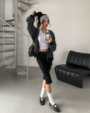 Wearing Stripe Two-Way Hooded Zip-Up
