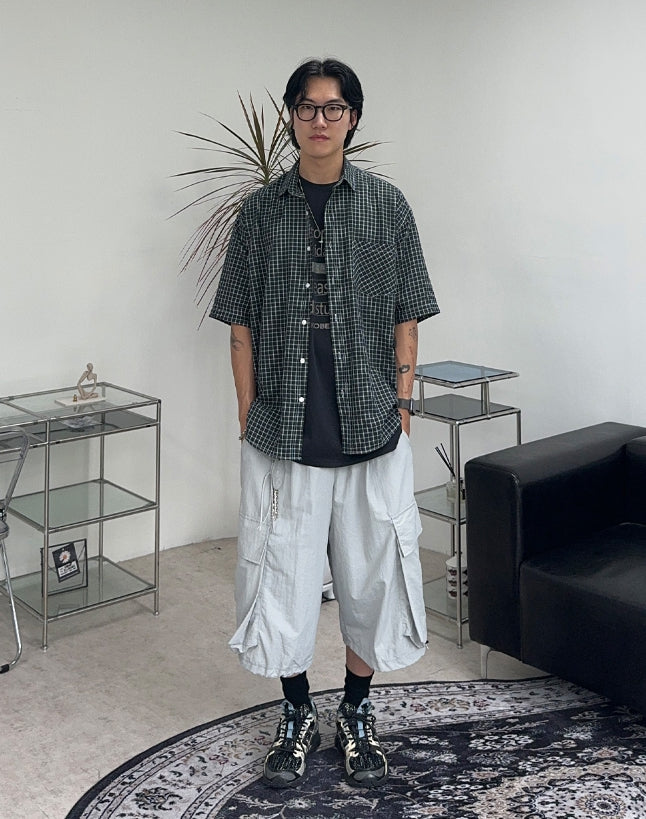 【SATIIIZ】Hollyden seersucker check short sleeve shirt SATIIIZ (サティーズ) - ホーリーデンシアサッカーチェック半袖