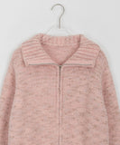 Nubin Mix Color Knit Zip-Up Cardigan