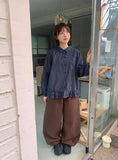 Calted Cotton Embroidered Balloon Wide Pants