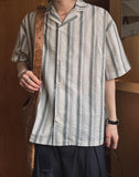 eddieroll pleated striped half shirt