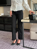 Berge semi straight fit banded cotton pants