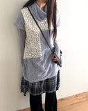 T-L Vintage Check Layered Midi Skirt