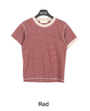 Rude Stripe Crop Ringer Tee