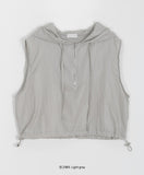 Unf Glossy Nylon Crop Hooded Vest