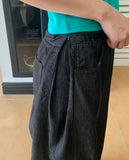 Maroon Side Button Wide Denim Pants