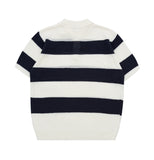 Boucle stripe collar knit