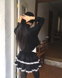 Nuen Suede Slit String Zip-Up Jacket