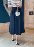 Aven Raw Denim Banding Flare Skirt