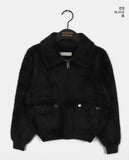 Lawson Flap Pocket Angora Fur Collar Zip-up