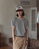 Kelly Stripe Color Matching Short Sleeve T-shirt