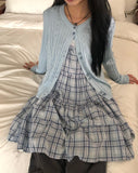 Linwoo punching button knit cardigan
