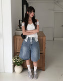 Nuhi Vintage Washing Back Pocket Denim Pants