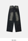 Scale panel wide denim pants
