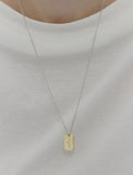 [Premium Plating] Volume Square AB TAG Necklace