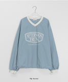 Sieming V-Neck Lettering Over Sweatshirt