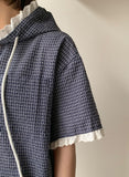 Diltiber Seersucker Check Hood Short Sleeve Shirt