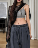 Nor Button Waffle Crop Top (+ With Cup)