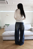 Incision line wide denim