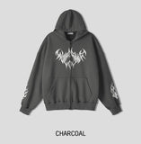 (UNISEX) Flame-Two-Way Hood Zip-Up