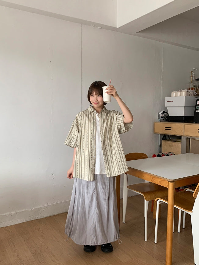 【BAON】Hesid Summer Banding Nylon Long Skirt BAON (バオン) - ヘシドサマーバンディングナイロンロング