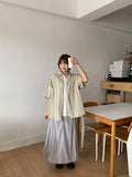 Hesid Summer Banding Nylon Long Skirt