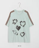 [unisex] Byuki Track Heart Printing Short Sleeve Tee