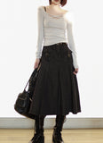 Suspender Long Pleated Skirt