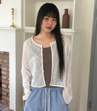 Cheche flower see-through button cardigan