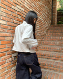 Muhi No Collar Neck Strap Two-Button Two-Pocket Crop Jacket