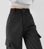 Golden Corduroy Cargo Veloa Fleece Long Wide Pants