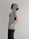 Desert Cowl Neck Hooded Drape Top