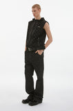 twin zipper dot hood vest