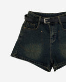 Belt Retro Patch Shorts