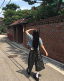 Sino Pocket Snap Button Short Sleeve Denim Shirt