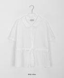 [BAONHAUS] Hae Nylon Collar Shirring Short Sleeve Blouse