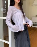Bamin dot strap see-through cardigan